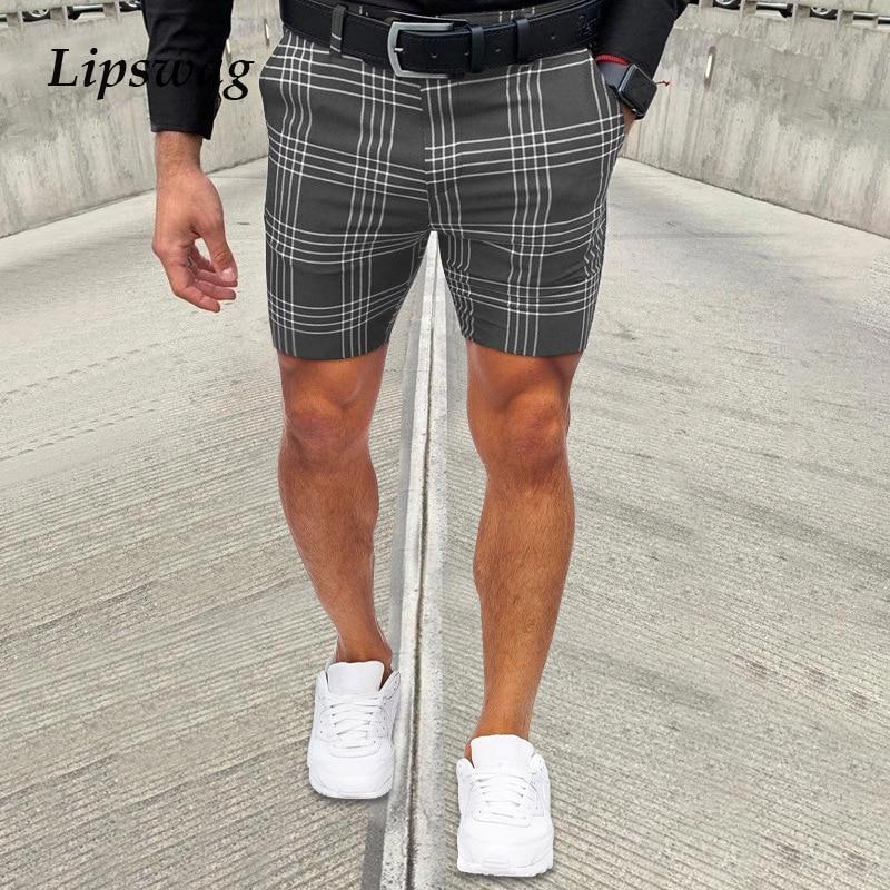 2021 New Fashion Mens Plaid Printing Shorts Summer Casual Mid Waist Loose Short Pant For Men Striped Shorts Harajuku Streetwear