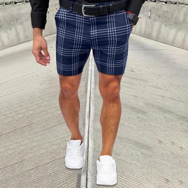 2021 New Fashion Mens Plaid Printing Shorts Summer Casual Mid Waist Loose Short Pant For Men Striped Shorts Harajuku Streetwear