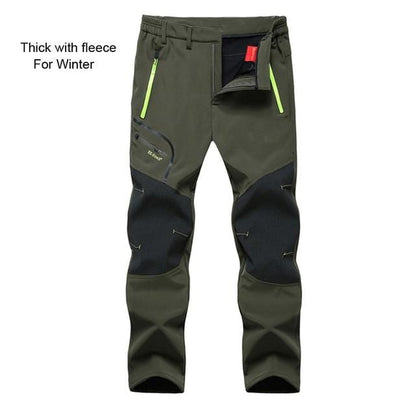 L-6XL Camping Climbing Fishing Trekking Hiking Men Summer Winter Fleece Quick dry Waterproof Breathable Pant Sport Trousers