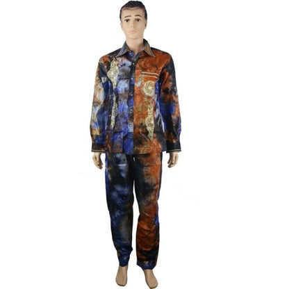 MD African Men Clothes Long Sleeves Tops Pants Suit Traditional African Men Clothing South Africa Bazin Riche Dashiki Shirt 2021