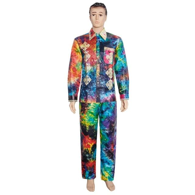 MD African Men Clothes Long Sleeves Tops Pants Suit Traditional African Men Clothing South Africa Bazin Riche Dashiki Shirt 2021