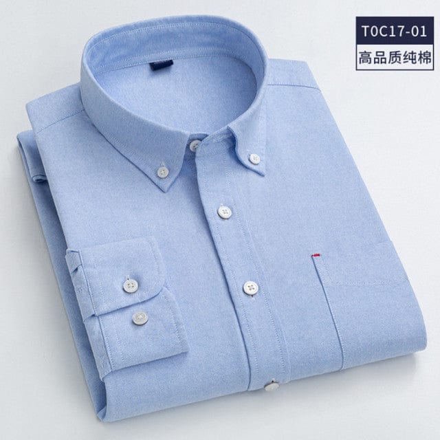 High Quality 100% Cotton Men Oxford Shirt Casual Striped Or Plaid Long-Sleeved Shirts Button Collar Design Regular Fit 4XL 3XL