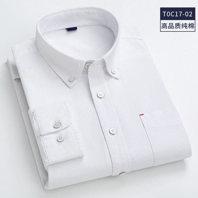 High Quality 100% Cotton Men Oxford Shirt Casual Striped Or Plaid Long-Sleeved Shirts Button Collar Design Regular Fit 4XL 3XL