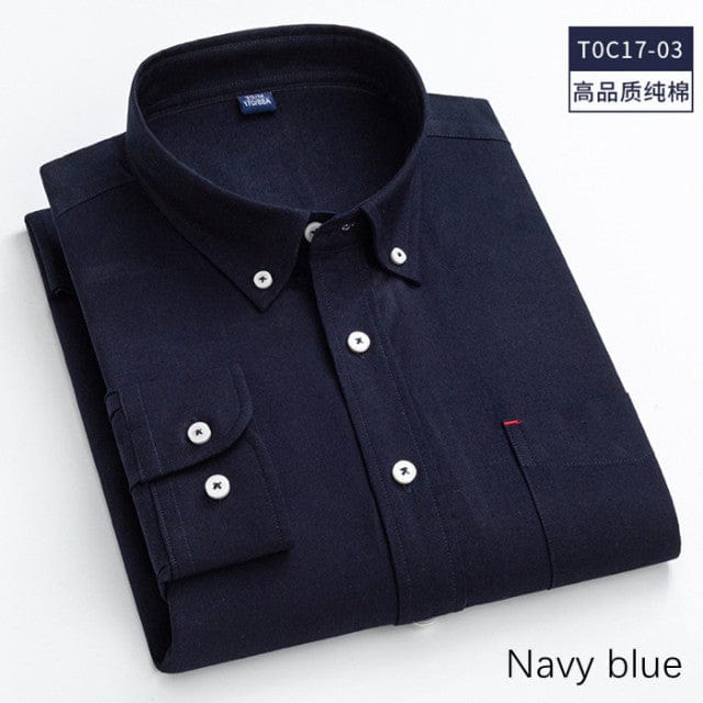 High Quality 100% Cotton Men Oxford Shirt Casual Striped Or Plaid Long-Sleeved Shirts Button Collar Design Regular Fit 4XL 3XL