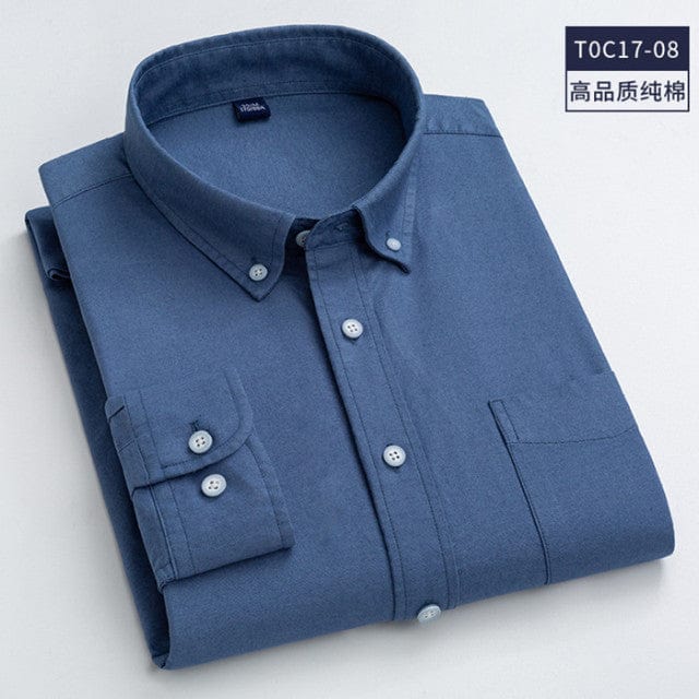 High Quality 100% Cotton Men Oxford Shirt Casual Striped Or Plaid Long-Sleeved Shirts Button Collar Design Regular Fit 4XL 3XL