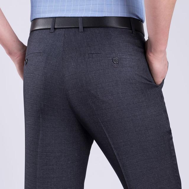 Summer Men Business Thin Silk Pants 29-56 Male Big Size Formal Classic Black Breathable Office Baggy Suit Trousers For Mens