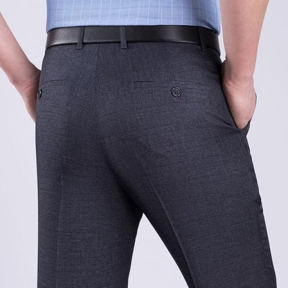 Summer Men Business Thin Silk Pants 29-56 Male Big Size Formal Classic Black Breathable Office Baggy Suit Trousers For Mens