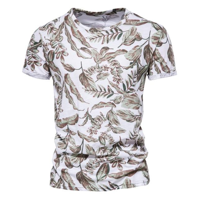 AIOPESON 2021 Hawaii Style 100% Cotton T-Shirt Men O-neck Print Shirt Men Casual Men Clothing Summer High Quality Men's T Shirts