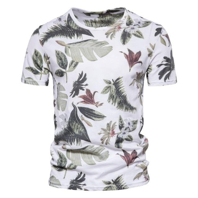 AIOPESON 2021 Hawaii Style 100% Cotton T-Shirt Men O-neck Print Shirt Men Casual Men Clothing Summer High Quality Men's T Shirts