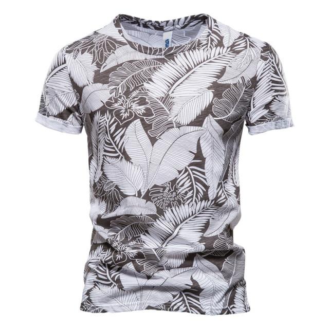 AIOPESON 2021 Hawaii Style 100% Cotton T-Shirt Men O-neck Print Shirt Men Casual Men Clothing Summer High Quality Men's T Shirts