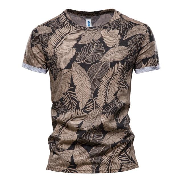 AIOPESON 2021 Hawaii Style 100% Cotton T-Shirt Men O-neck Print Shirt Men Casual Men Clothing Summer High Quality Men's T Shirts