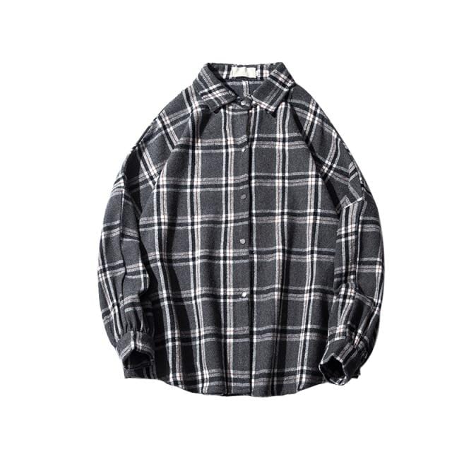 LAPPSTER Men Harajuku Color Block Plaid Shirt 2021 Mens Streetwear Thick Shirts Long Sleeve Male Vintage Korean Fashions Clothes