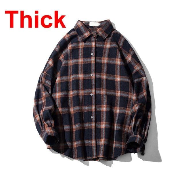 LAPPSTER Men Harajuku Color Block Plaid Shirt 2021 Mens Streetwear Thick Shirts Long Sleeve Male Vintage Korean Fashions Clothes