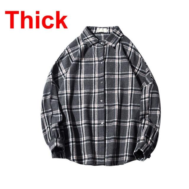 LAPPSTER Men Harajuku Color Block Plaid Shirt 2021 Mens Streetwear Thick Shirts Long Sleeve Male Vintage Korean Fashions Clothes