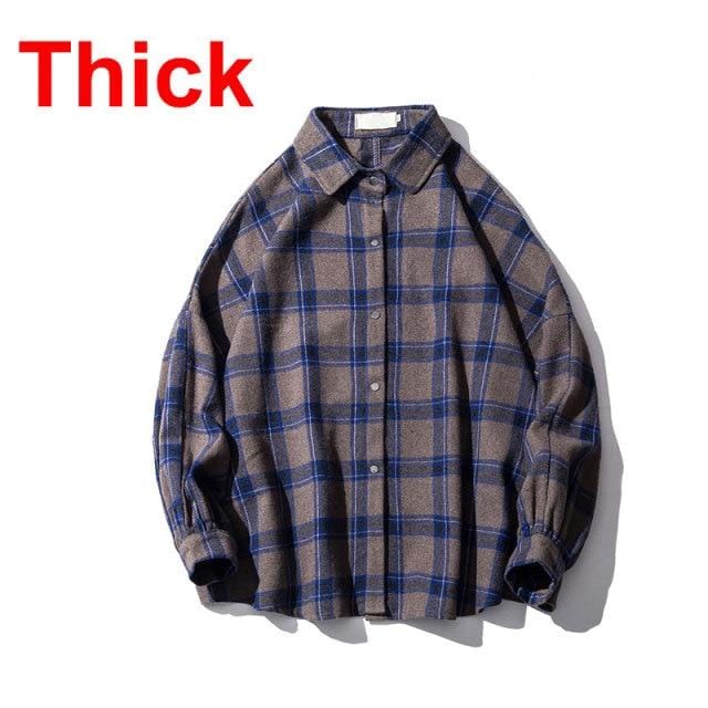 LAPPSTER Men Harajuku Color Block Plaid Shirt 2021 Mens Streetwear Thick Shirts Long Sleeve Male Vintage Korean Fashions Clothes