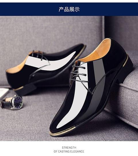 2021 Newly Men's Quality Patent Leather Shoes White Wedding Shoes Size 38-48 Black Leather Soft Man Dress Shoes