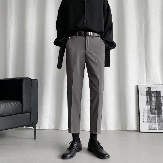 Korean Style Suit Pants Men's Slim Fashion Solid Color Business Society Dress Pants Men Streetwear Wild Straight Pants Mens