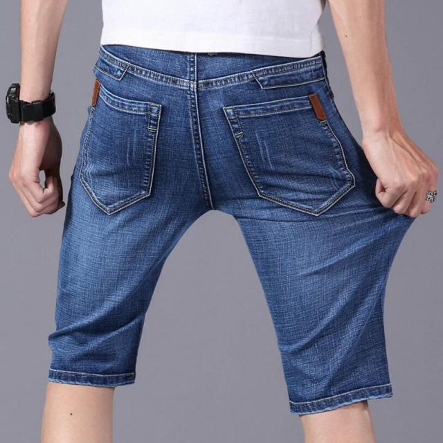 Summer Thin Denim Shorts For Men Good Quality Shorts Jeans Men Cotton Solid Straight Jeans Shorts Male Blue Casual Jeans Size 40