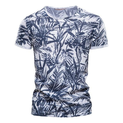 AIOPESON 2021 New Summer Leaf Printed T Shirts Men O-neck 100% Cotton Short-sleeved Men's T-Shirt Summer Male Tops Tee Shirts