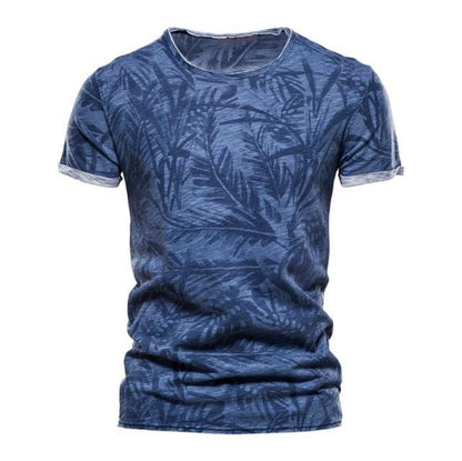 AIOPESON 2021 New Summer Leaf Printed T Shirts Men O-neck 100% Cotton Short-sleeved Men's T-Shirt Summer Male Tops Tee Shirts