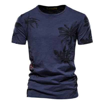 AIOPESON 2021 New Summer Leaf Printed T Shirts Men O-neck 100% Cotton Short-sleeved Men's T-Shirt Summer Male Tops Tee Shirts