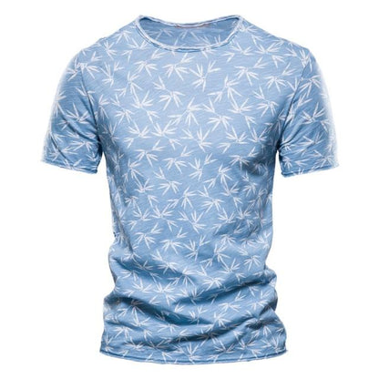 AIOPESON 2021 New Summer Leaf Printed T Shirts Men O-neck 100% Cotton Short-sleeved Men's T-Shirt Summer Male Tops Tee Shirts