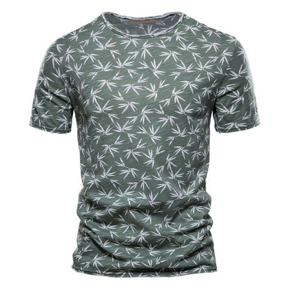 AIOPESON 2021 New Summer Leaf Printed T Shirts Men O-neck 100% Cotton Short-sleeved Men's T-Shirt Summer Male Tops Tee Shirts