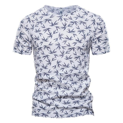 AIOPESON 2021 New Summer Leaf Printed T Shirts Men O-neck 100% Cotton Short-sleeved Men's T-Shirt Summer Male Tops Tee Shirts