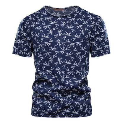 AIOPESON 2021 New Summer Leaf Printed T Shirts Men O-neck 100% Cotton Short-sleeved Men's T-Shirt Summer Male Tops Tee Shirts