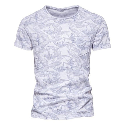 AIOPESON 2021 New Summer Leaf Printed T Shirts Men O-neck 100% Cotton Short-sleeved Men's T-Shirt Summer Male Tops Tee Shirts