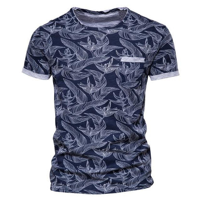 AIOPESON 2021 New Summer Leaf Printed T Shirts Men O-neck 100% Cotton Short-sleeved Men's T-Shirt Summer Male Tops Tee Shirts