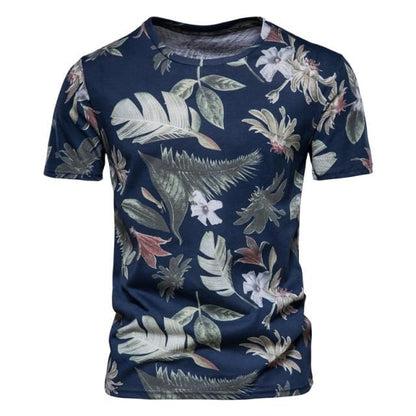 AIOPESON 2021 New Summer Leaf Printed T Shirts Men O-neck 100% Cotton Short-sleeved Men's T-Shirt Summer Male Tops Tee Shirts