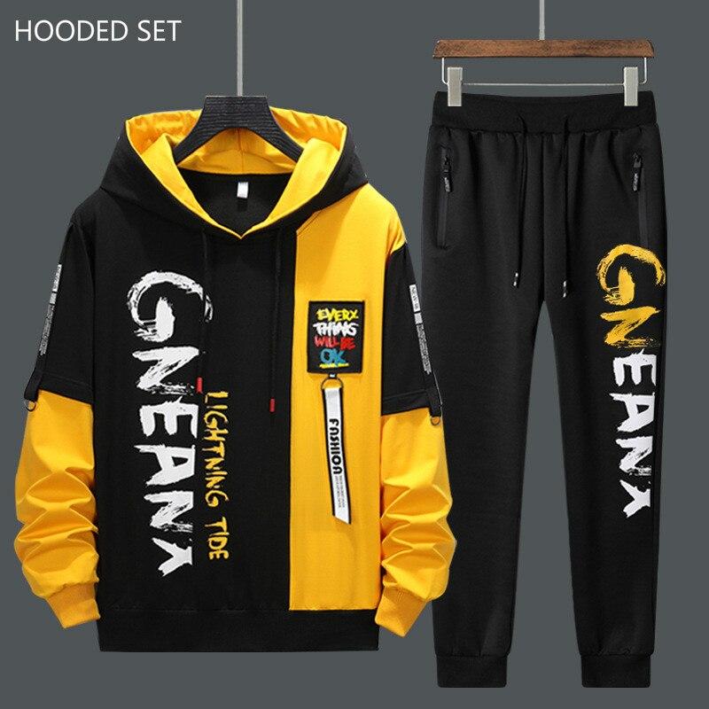 Autumn Men Set Tracksuit Mens Hoodies Sweatshirts Sweatpants Track Suit Streetwear Hip Hop Casual Sports Suit