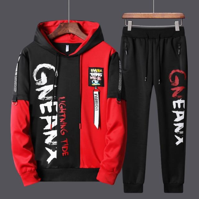 Autumn Men Set Tracksuit Mens Hoodies Sweatshirts Sweatpants Track Suit Streetwear Hip Hop Casual Sports Suit