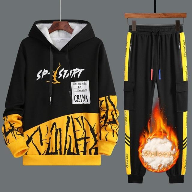 Autumn Men Set Tracksuit Mens Hoodies Sweatshirts Sweatpants Track Suit Streetwear Hip Hop Casual Sports Suit