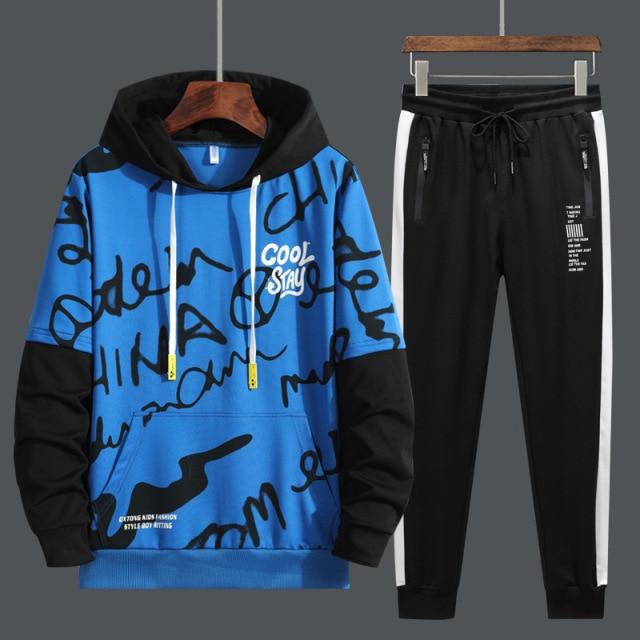 Autumn Men Set Tracksuit Mens Hoodies Sweatshirts Sweatpants Track Suit Streetwear Hip Hop Casual Sports Suit