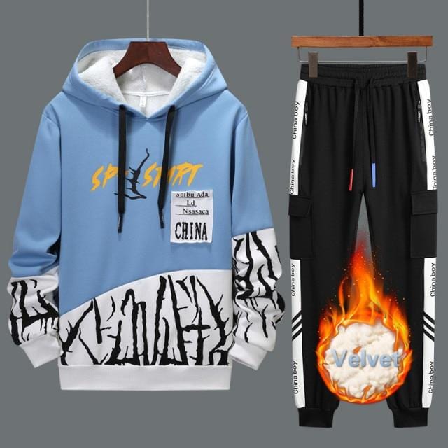 Autumn Men Set Tracksuit Mens Hoodies Sweatshirts Sweatpants Track Suit Streetwear Hip Hop Casual Sports Suit