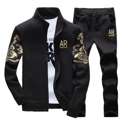 Autumn Tracksuit Men  Sportswear Fashion Mens Set Two Pieces Zipper Warm Sweatshirt Jacket+Sweatpants Moleton Masculino Sets