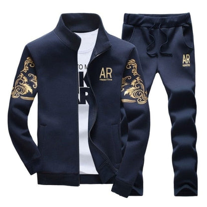 Autumn Tracksuit Men  Sportswear Fashion Mens Set Two Pieces Zipper Warm Sweatshirt Jacket+Sweatpants Moleton Masculino Sets