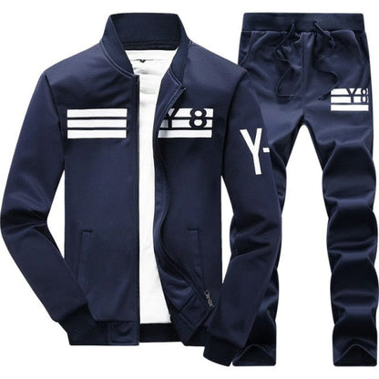 Autumn Tracksuit Men  Sportswear Fashion Mens Set Two Pieces Zipper Warm Sweatshirt Jacket+Sweatpants Moleton Masculino Sets