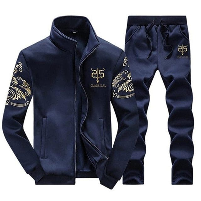 Autumn Tracksuit Men  Sportswear Fashion Mens Set Two Pieces Zipper Warm Sweatshirt Jacket+Sweatpants Moleton Masculino Sets