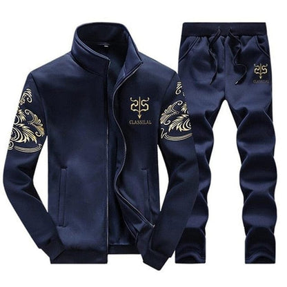 Autumn Tracksuit Men  Sportswear Fashion Mens Set Two Pieces Zipper Warm Sweatshirt Jacket+Sweatpants Moleton Masculino Sets