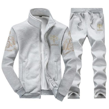 Autumn Tracksuit Men  Sportswear Fashion Mens Set Two Pieces Zipper Warm Sweatshirt Jacket+Sweatpants Moleton Masculino Sets