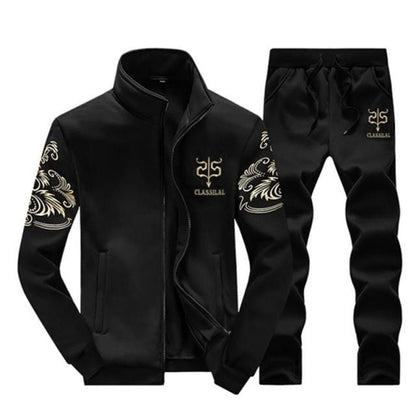Autumn Tracksuit Men  Sportswear Fashion Mens Set Two Pieces Zipper Warm Sweatshirt Jacket+Sweatpants Moleton Masculino Sets
