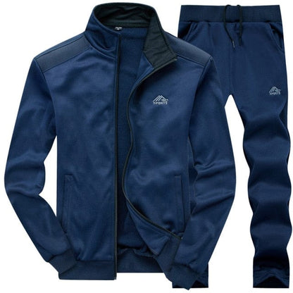 Autumn Tracksuit Men  Sportswear Fashion Mens Set Two Pieces Zipper Warm Sweatshirt Jacket+Sweatpants Moleton Masculino Sets