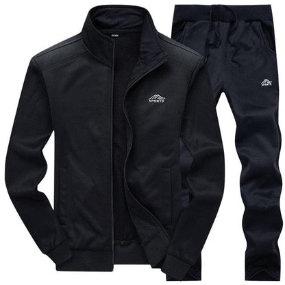 Autumn Tracksuit Men  Sportswear Fashion Mens Set Two Pieces Zipper Warm Sweatshirt Jacket+Sweatpants Moleton Masculino Sets