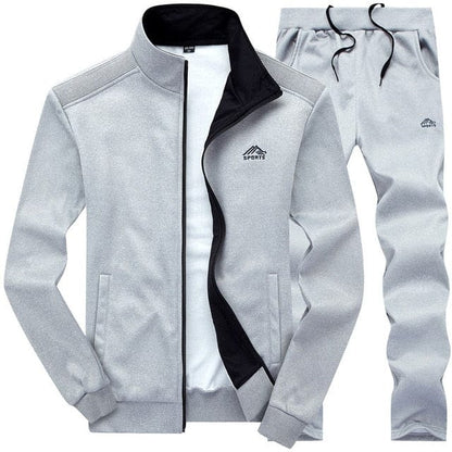 Autumn Tracksuit Men  Sportswear Fashion Mens Set Two Pieces Zipper Warm Sweatshirt Jacket+Sweatpants Moleton Masculino Sets