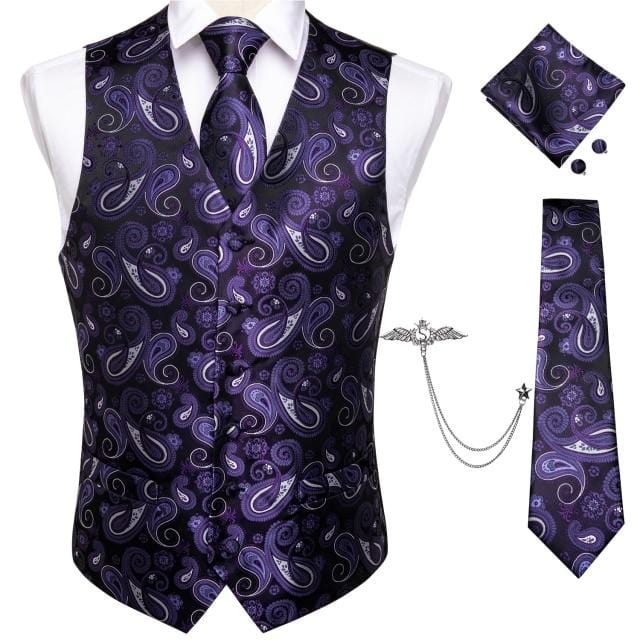 Vests For Men Slim Fit Mens Wedding Suit Vest Casual Sleeveless Formal Business Male Waistcoat Hanky Necktie Bow Tie Set DiBanGu