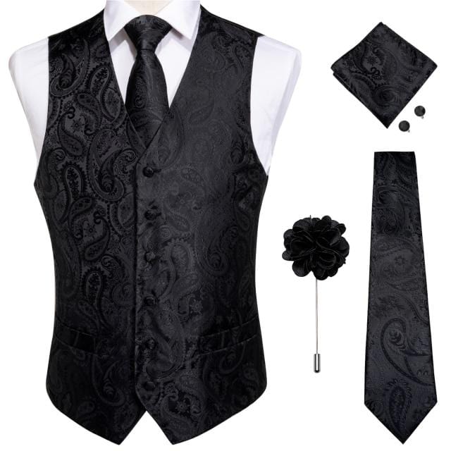 Vests For Men Slim Fit Mens Wedding Suit Vest Casual Sleeveless Formal Business Male Waistcoat Hanky Necktie Bow Tie Set DiBanGu