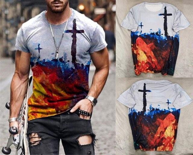 2021 Summer New Mens Oversized Vintage Short Sleeve T Shirts Harajuku Ethnic Printed O Collared Tshirts Camisetas Hombre Verano